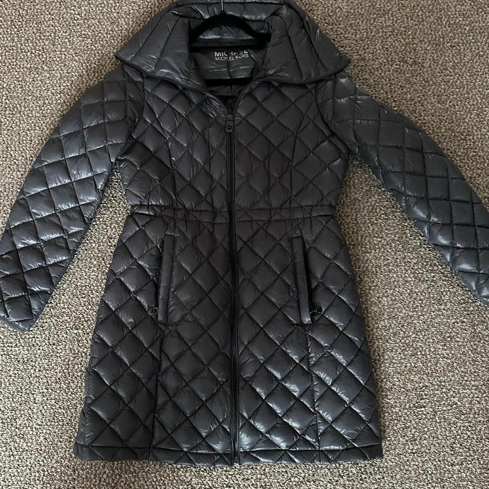 Gray Michael Kors long puffer jacket